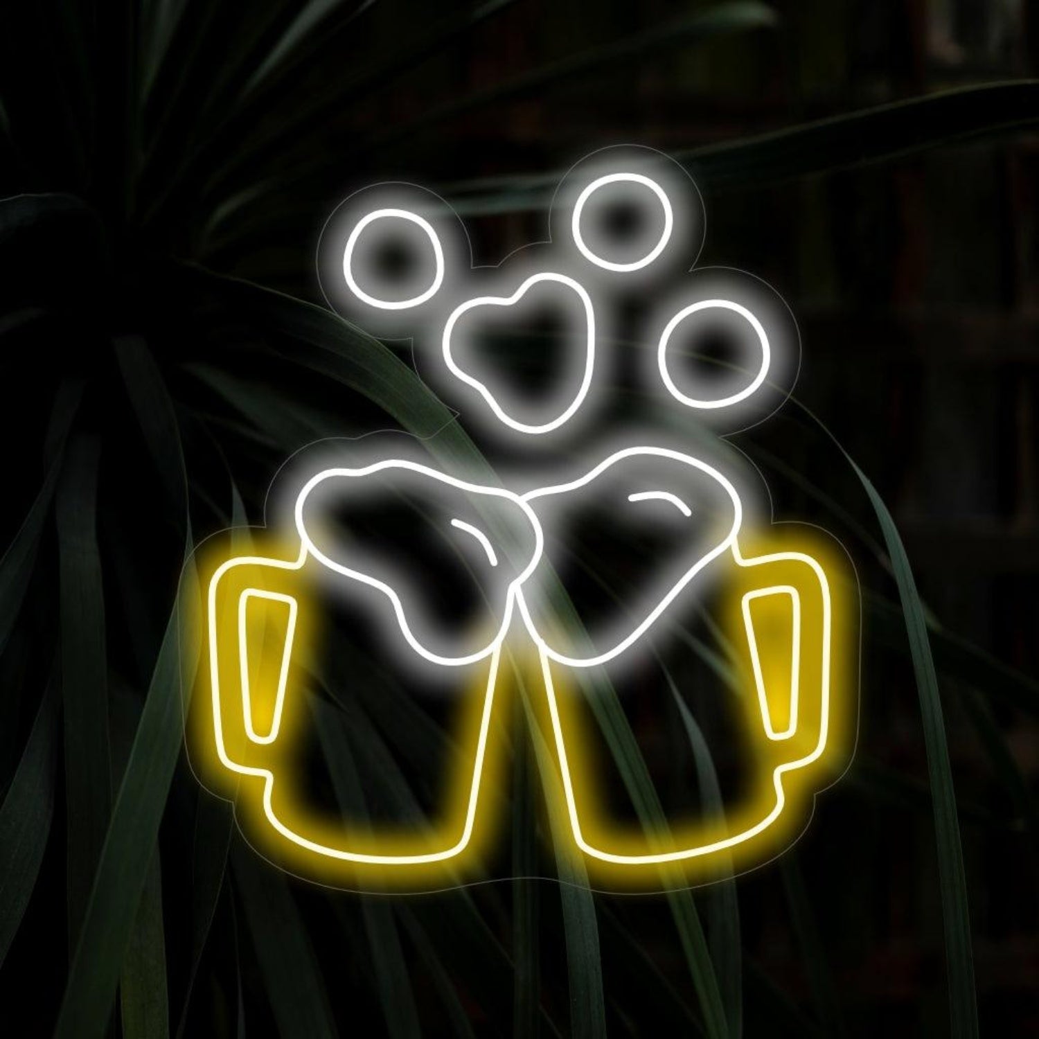 Cheers With Beer Paw Print Led Neon Sign Bar Pet-Friendly Decor | Shineneon