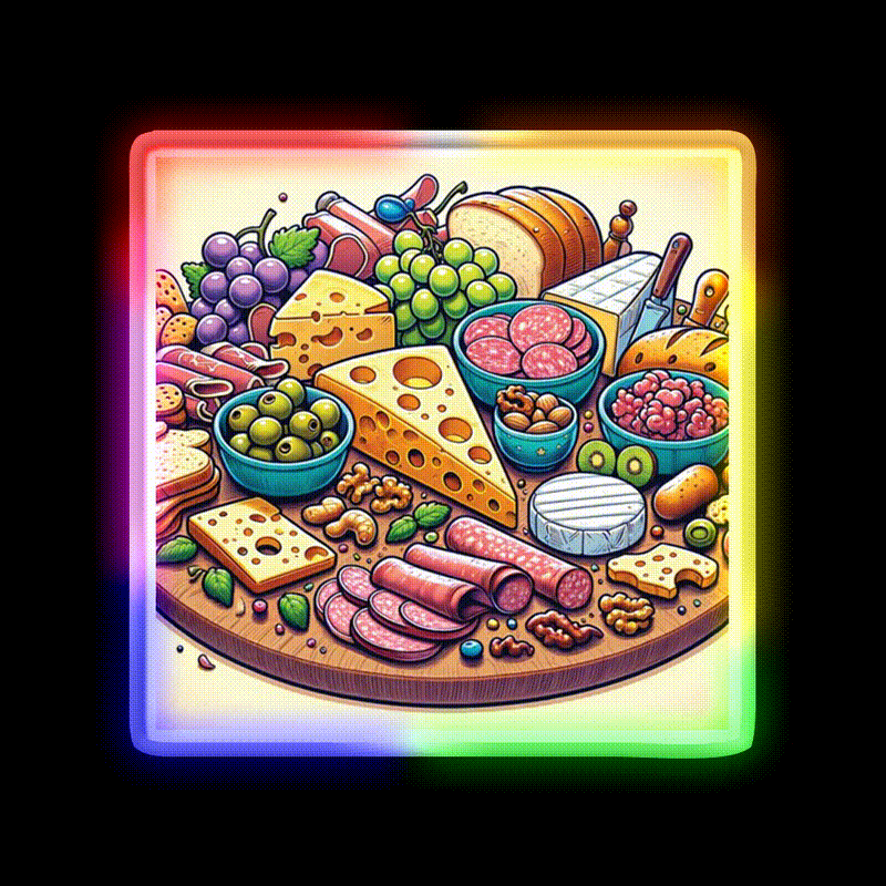 Cheese Board Snack Food Led Neon Sign Rgb Color - LED neon sign close-up detail