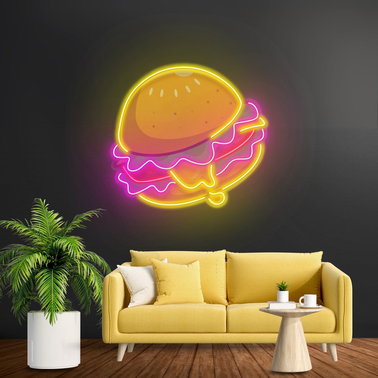 Cheese Burger Cartoon Led Neon Sign Light Custom Led Signs - Shineneon