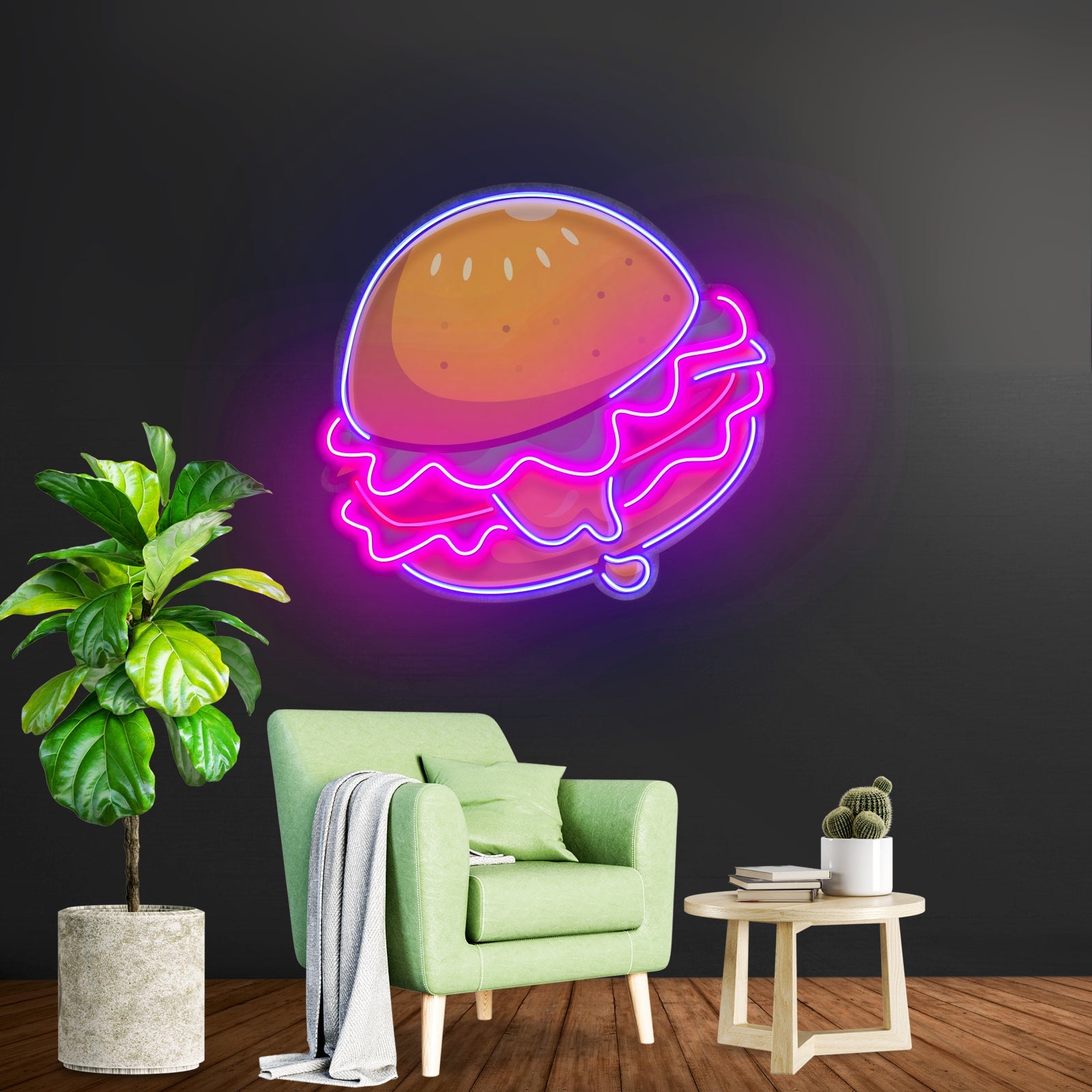 Cheese Burger Cartoon Led Neon Sign Light Custom Led Signs - Shineneon