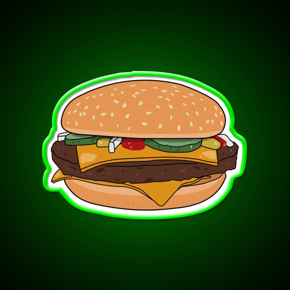 Cheese Burger Fast Food Led Neon Sign For Burger Place Wall Art Rgb Color - Shineneon