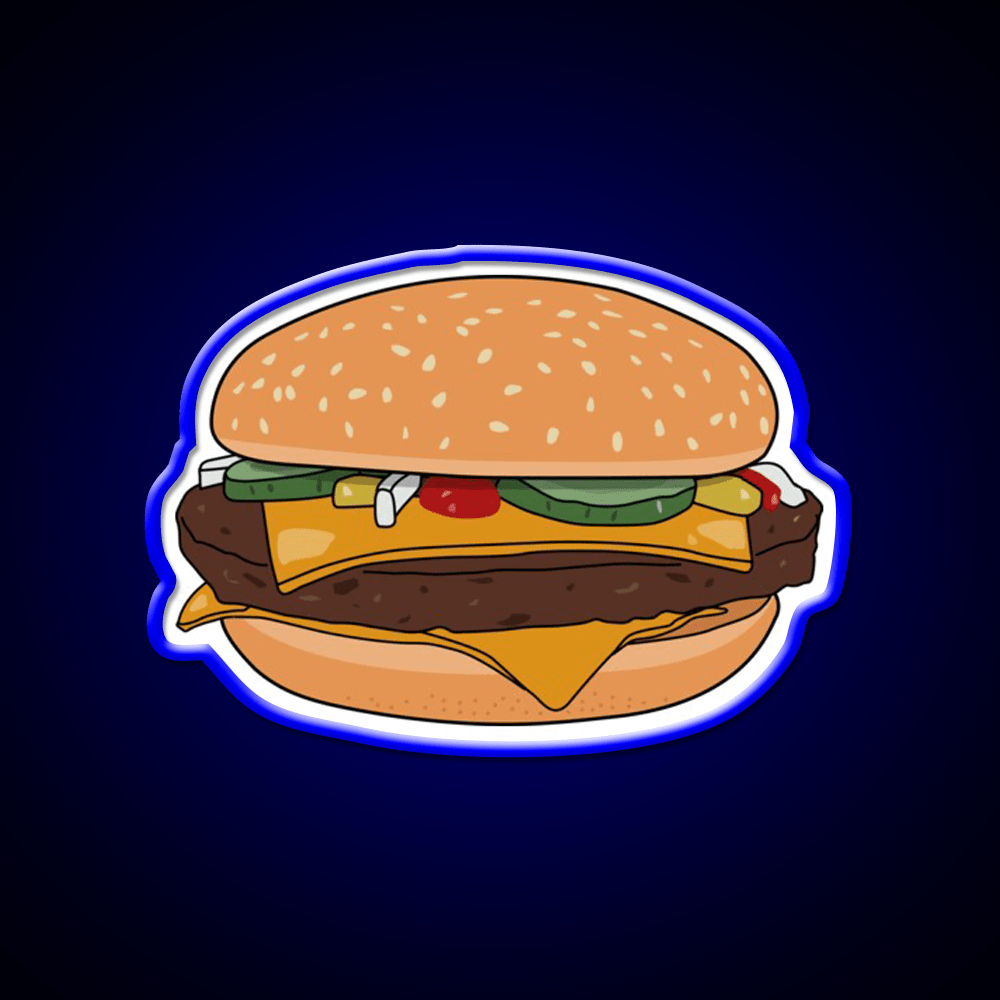 Cheese Burger Fast Food Led Neon Sign For Burger Place Wall Art Rgb Color - Shineneon
