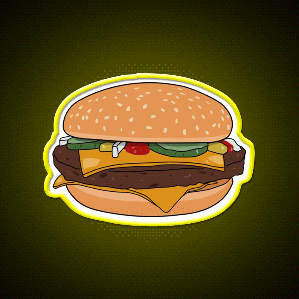 Cheese Burger Fast Food Led Neon Sign For Burger Place Wall Art Rgb Color - Custom LED neon sign front view