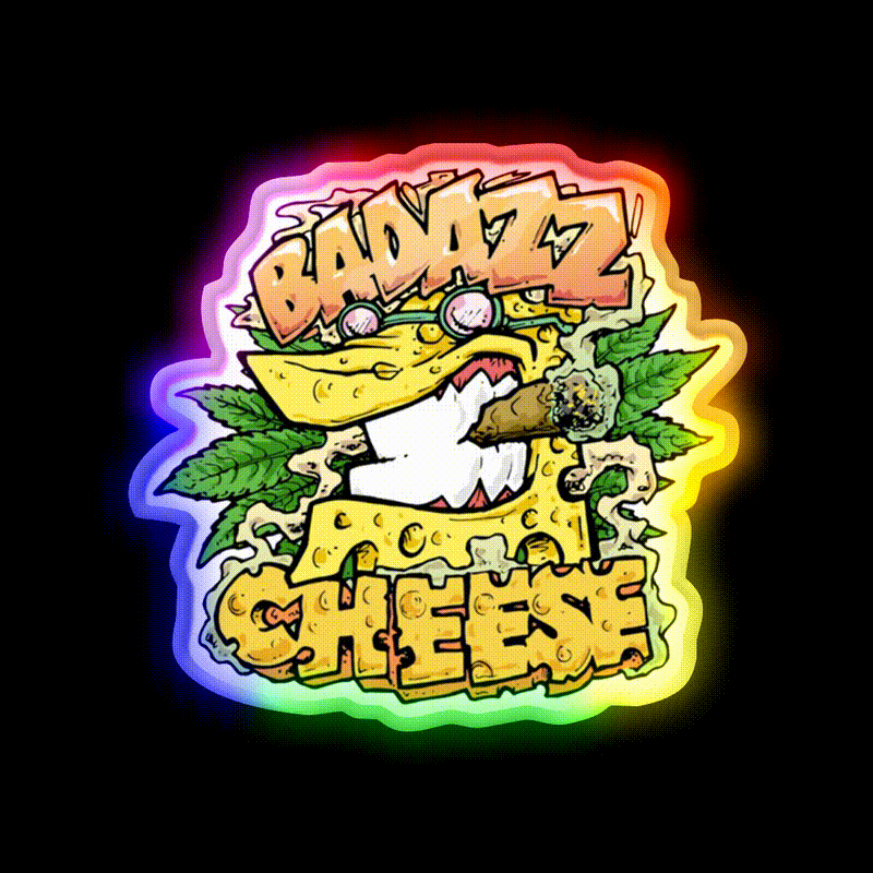 Cheese Strain Hemp Inspired Green Leaf Led Neon Sign Rgb Color - LED neon sign close-up detail