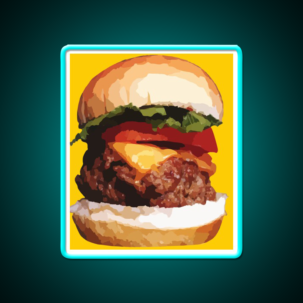 Cheeseburger Hamburger Food Fast Food Led Neon Sign For Burger Place Rgb Color