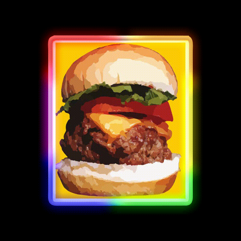 Cheeseburger Hamburger Food Fast Food Led Neon Sign For Burger Place Rgb Color