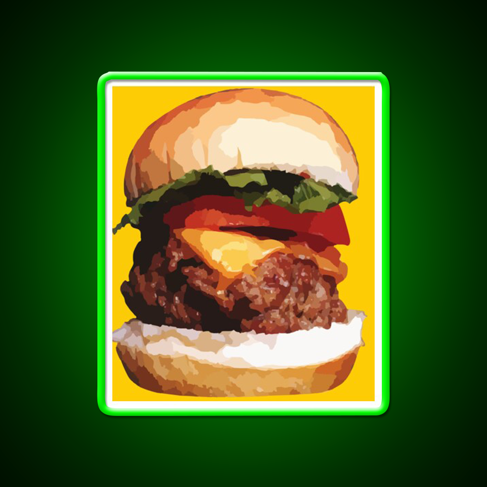 Cheeseburger Hamburger Food Fast Food Led Neon Sign For Burger Place Rgb Color