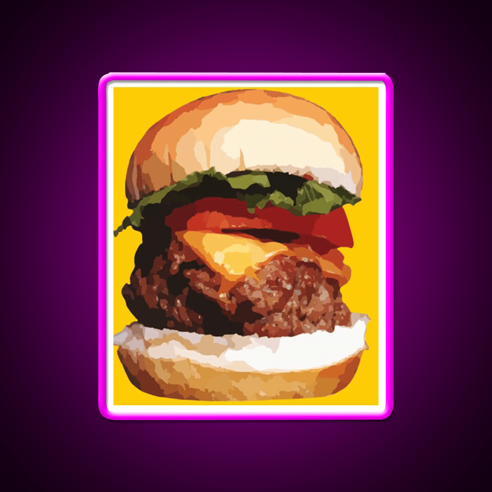 Cheeseburger Hamburger Food Fast Food Led Neon Sign For Burger Place Rgb Color - Shineneon