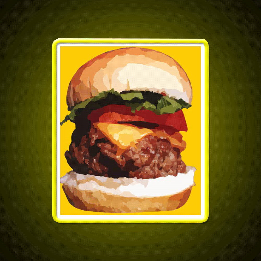 Cheeseburger Hamburger Food Fast Food Led Neon Sign For Burger Place Rgb Color