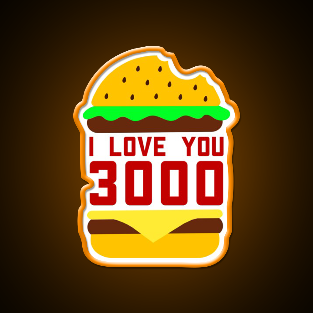 Cheeseburger I Love You 3000 Fast Food Led Neon Sign For Burger Place Rgb Color