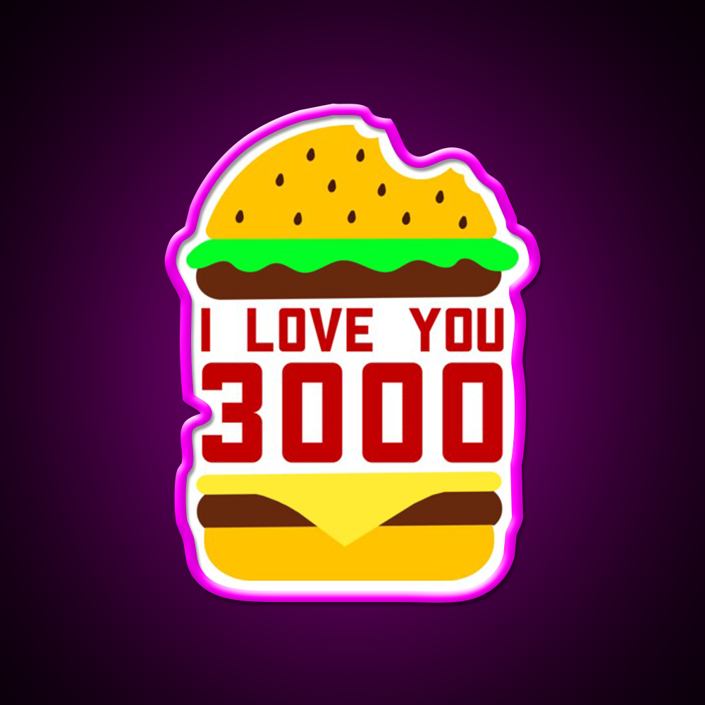 Cheeseburger I Love You 3000 Fast Food Led Neon Sign For Burger Place Rgb Color