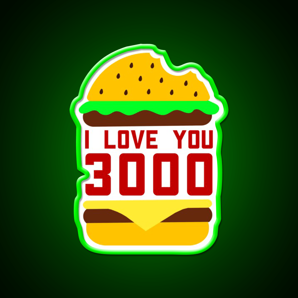 Cheeseburger I Love You 3000 Fast Food Led Neon Sign For Burger Place Rgb Color - Shineneon
