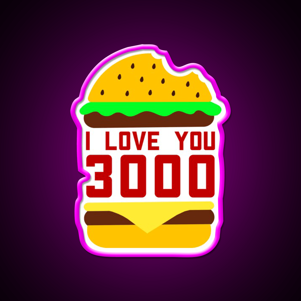 Cheeseburger I Love You 3000 Fast Food Led Neon Sign For Burger Place Rgb Color - Shineneon