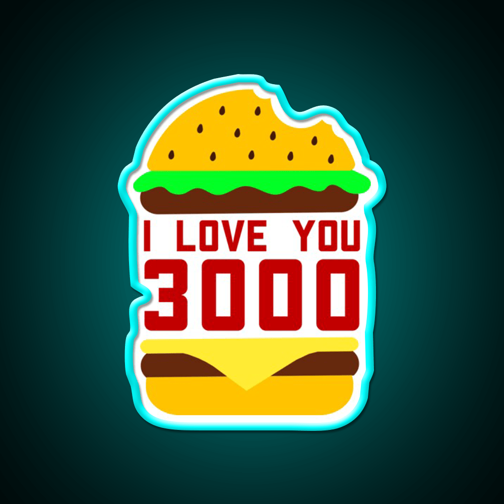 Cheeseburger I Love You 3000 Fast Food Led Neon Sign For Burger Place Rgb Color - Shineneon