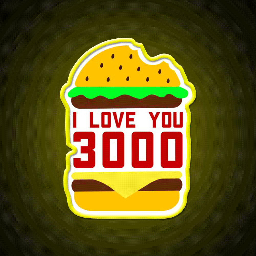 Cheeseburger I Love You 3000 Fast Food Led Neon Sign For Burger Place Rgb Color