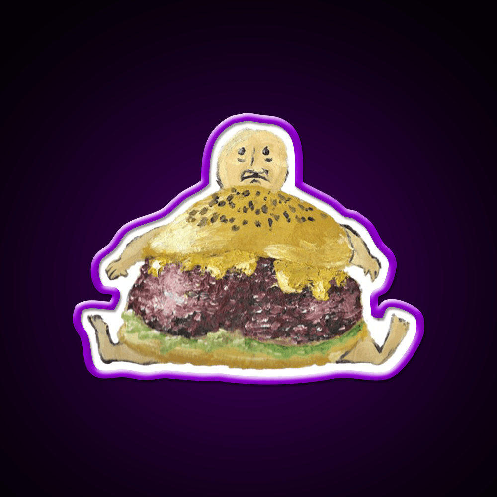 Cheeseburger Man Fast Food Led Neon Sign For Burger Place Rgb Color - Shineneon