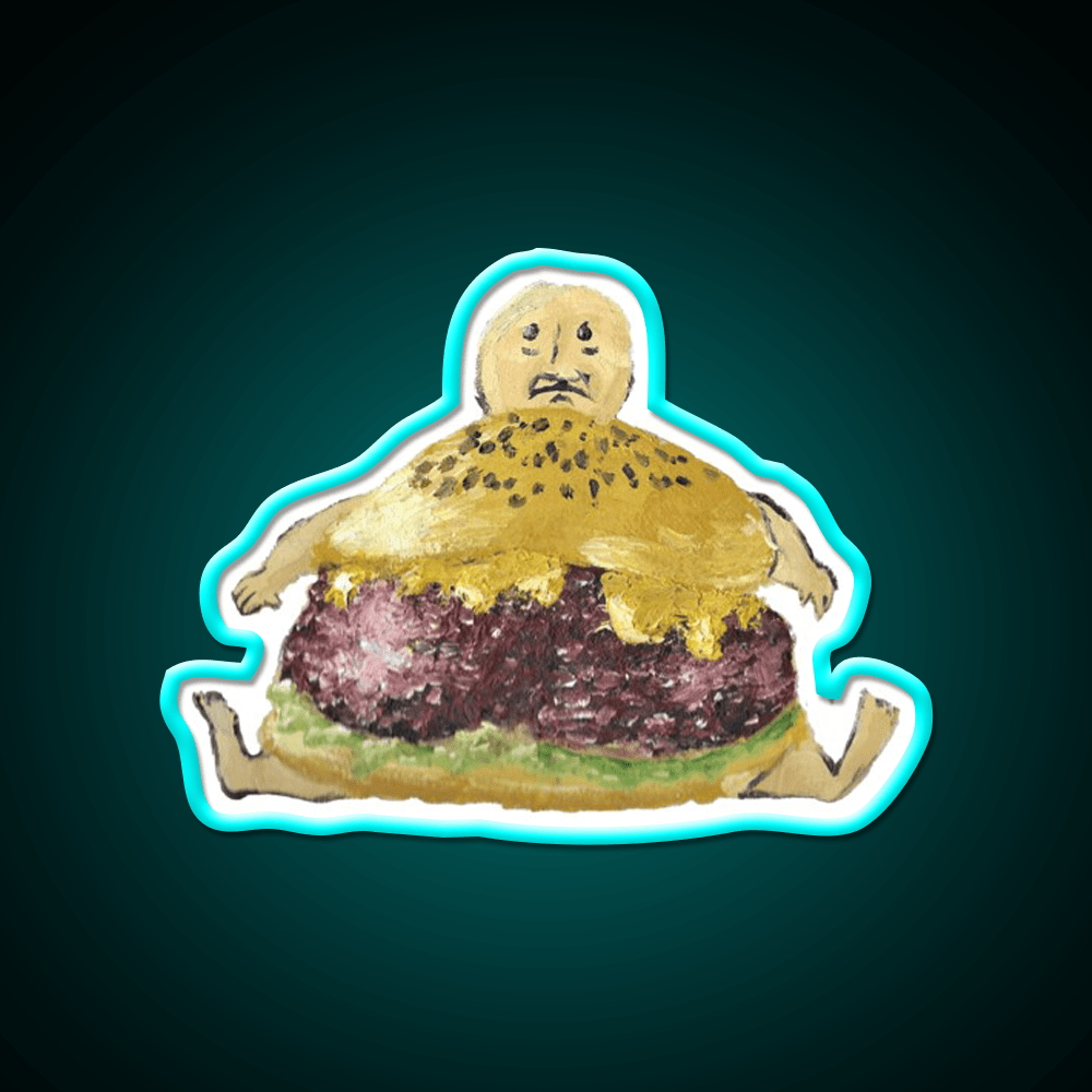 Cheeseburger Man Fast Food Led Neon Sign For Burger Place Rgb Color - Shineneon