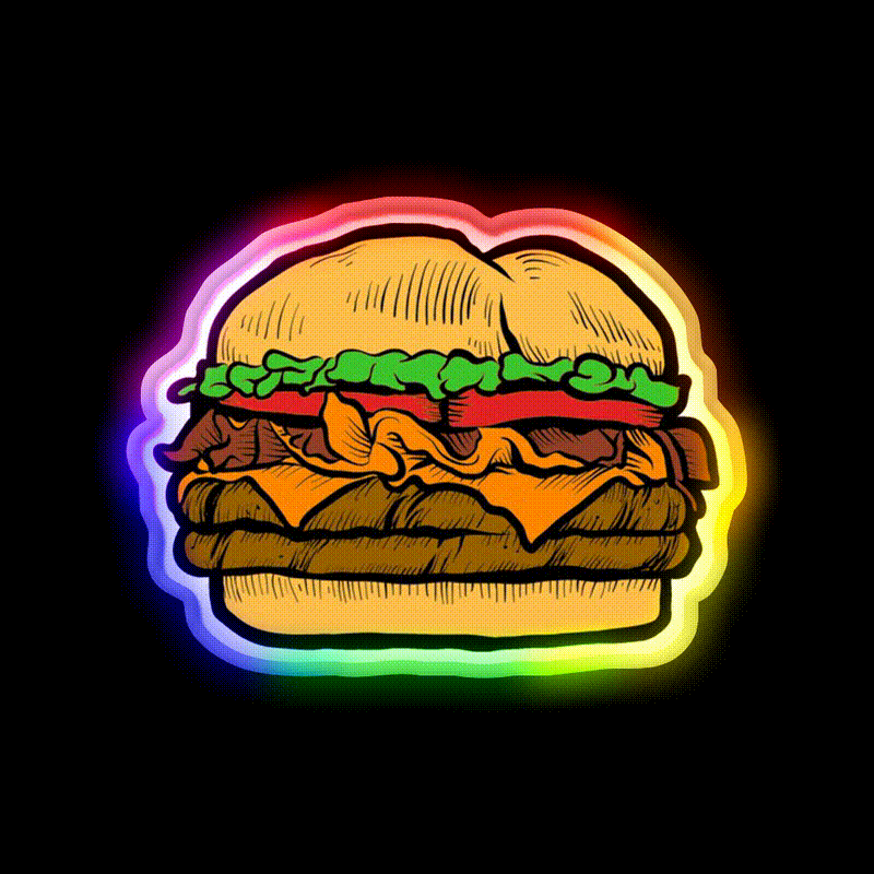 Cheeseburger Party Drink Tequila Led Neon Sign Rgb Color - LED neon sign close-up detail