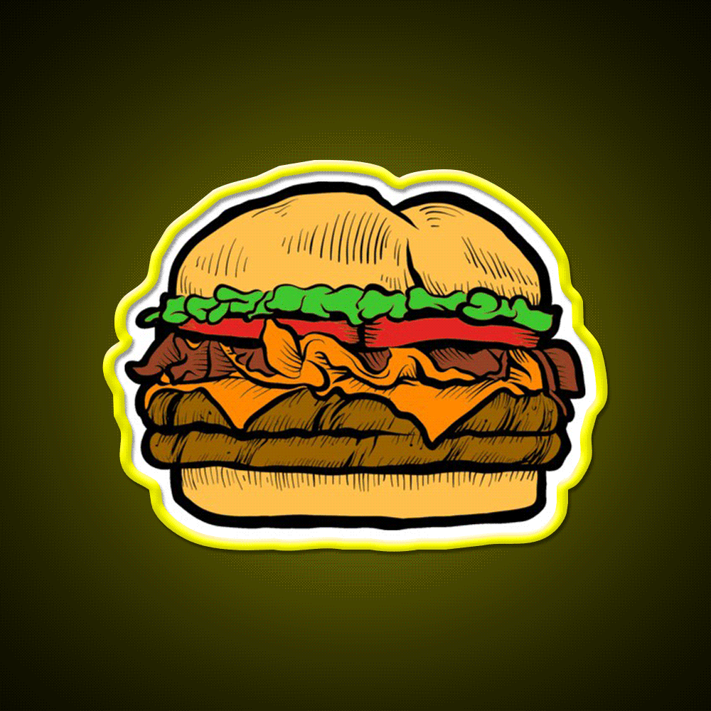 Cheeseburger Party Drink Tequila Led Neon Sign Rgb Color - Custom LED neon sign front view