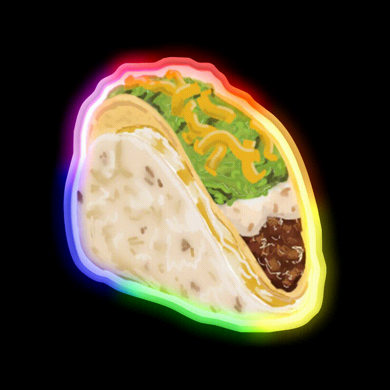 Cheesy Gordita Crunch Taco Led Neon Sign Mexican Food Sign Rgb Color