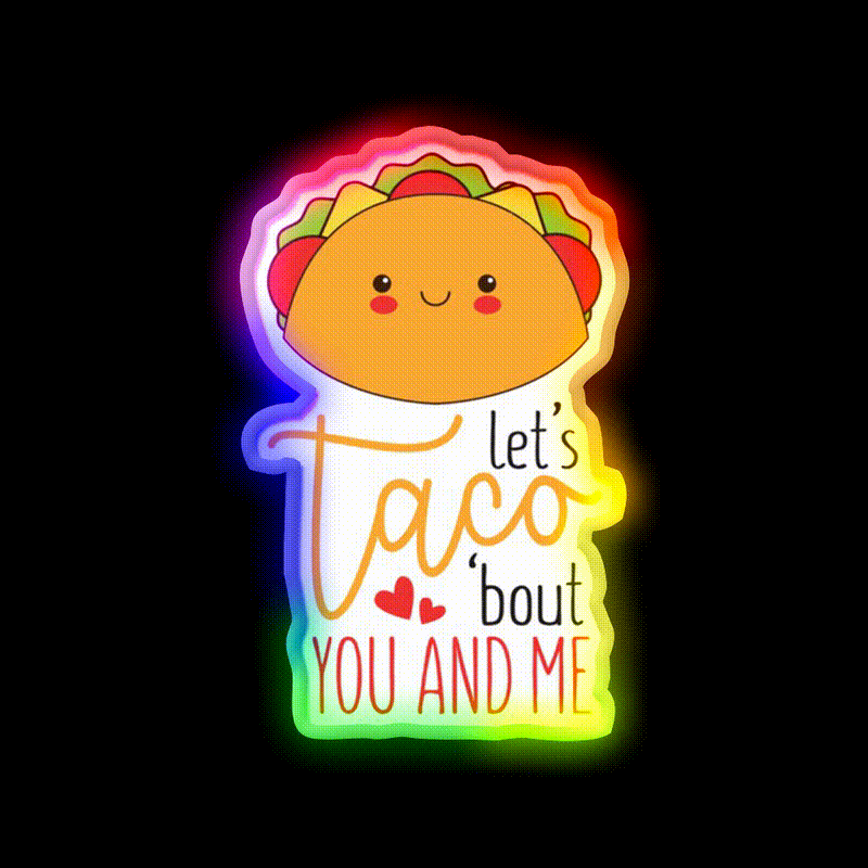 Cheesy Taco Valentines Art Taco Led Neon Sign Mexican Food Sign Rgb Color - LED neon sign close-up detail