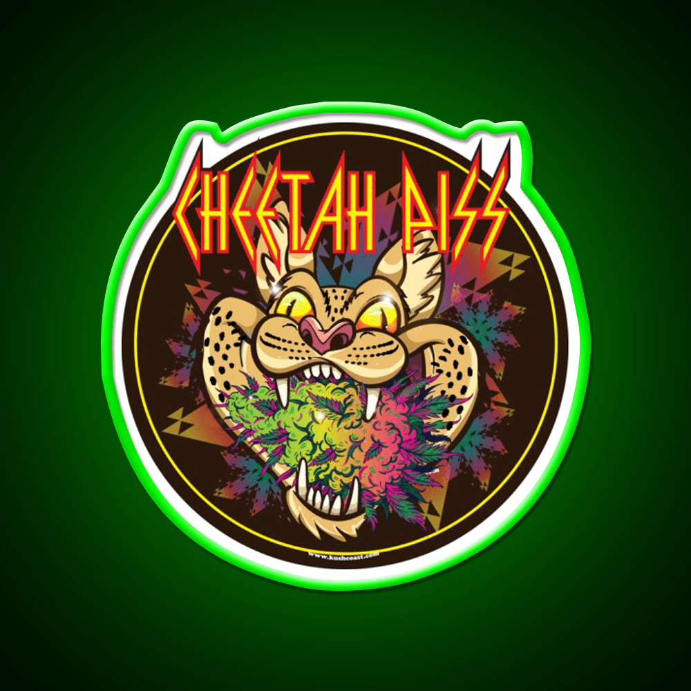 Cheetah Piss Strain Art Hemp Inspired Green Leaf Led Neon Sign Rgb Color - Shineneon
