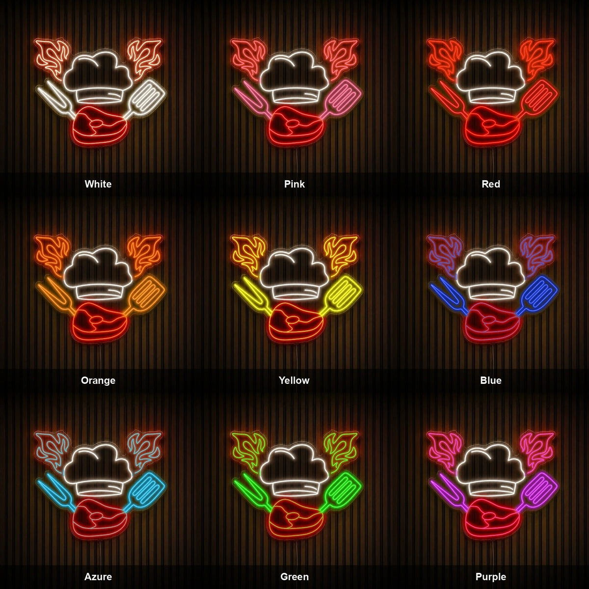 Chef Hat Steak And Grill Tools LED Neon Sign - Shineneon