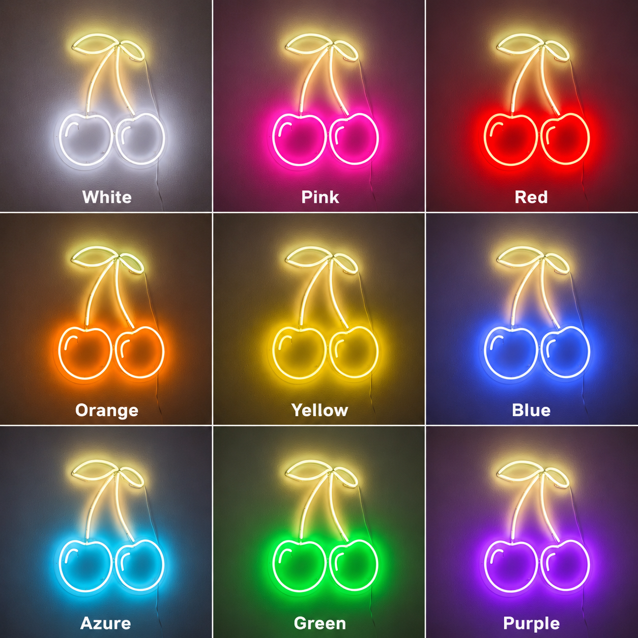 Cherry Bedroom LED Neon Sign color grid