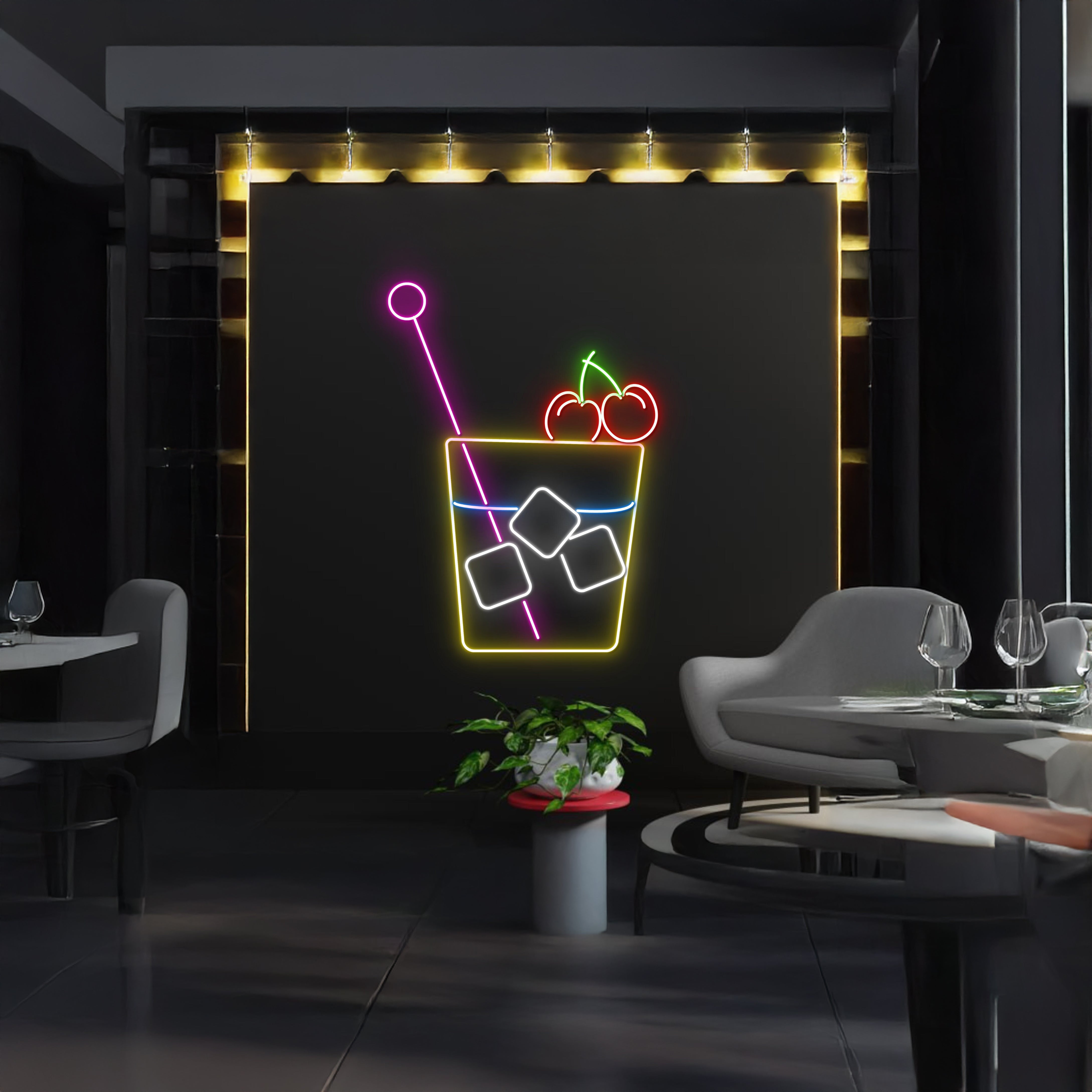 Cherry Ice Cocktail Glass Neon Sign Cafe Coffee Shop Bar Lounge Decor | Shineneon