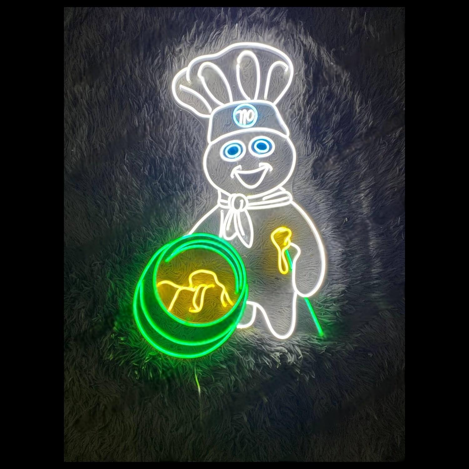 Chibi Chef Cartoon Multi-Color Led Neon Sign For Restaurant Kitchen Decor | Shineneon