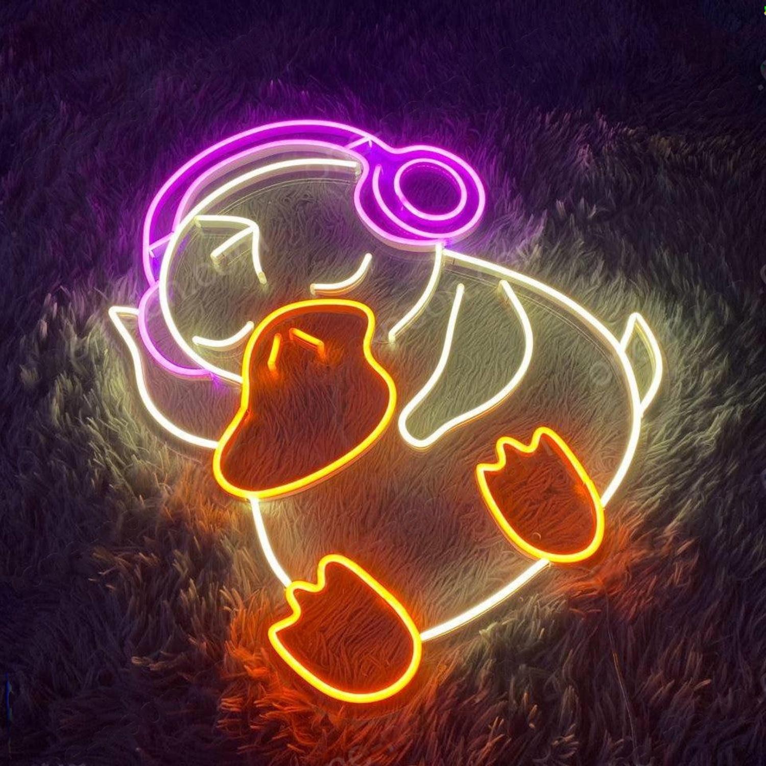 Chibi Duck With Headphones Led Neon Sign For Home Bar Cafe Decor | Shineneon