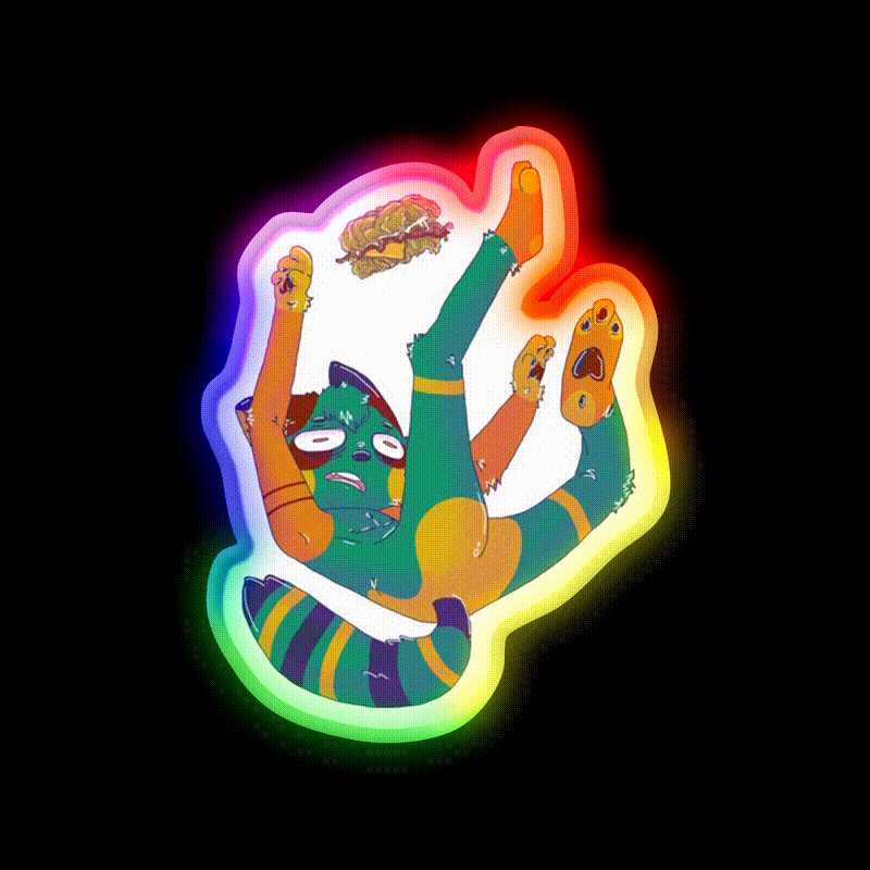 Chibi Falling Double Down Fast Food Led Neon Sign For Burger Place Rgb Color