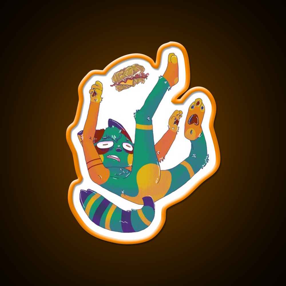 Chibi Falling Double Down Fast Food Led Neon Sign For Burger Place Rgb Color