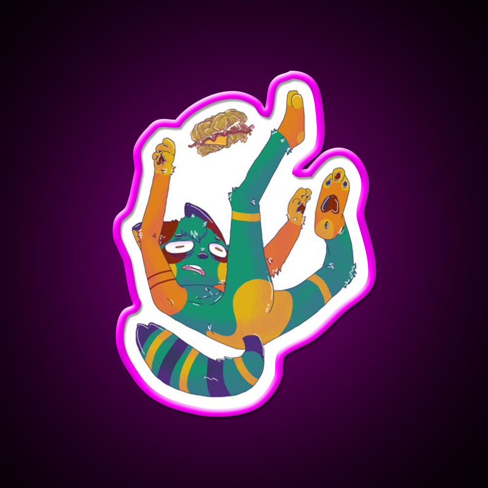 Chibi Falling Double Down Fast Food Led Neon Sign For Burger Place Rgb Color