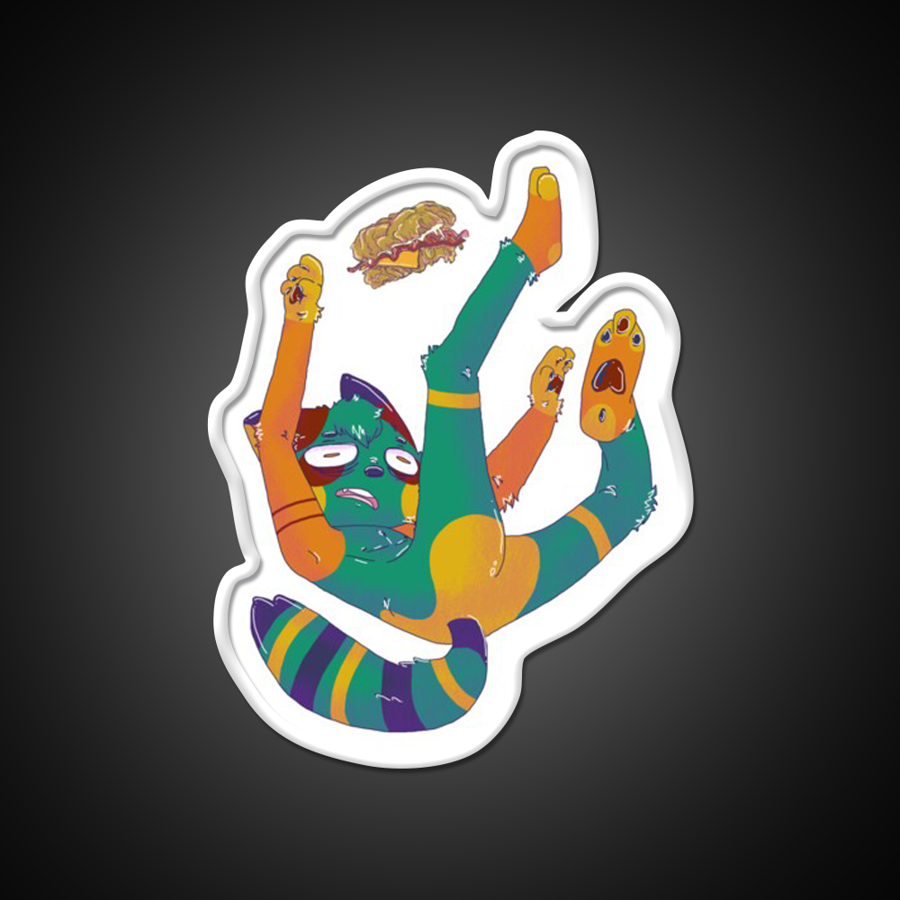 Chibi Falling Double Down Fast Food Led Neon Sign For Burger Place Rgb Color