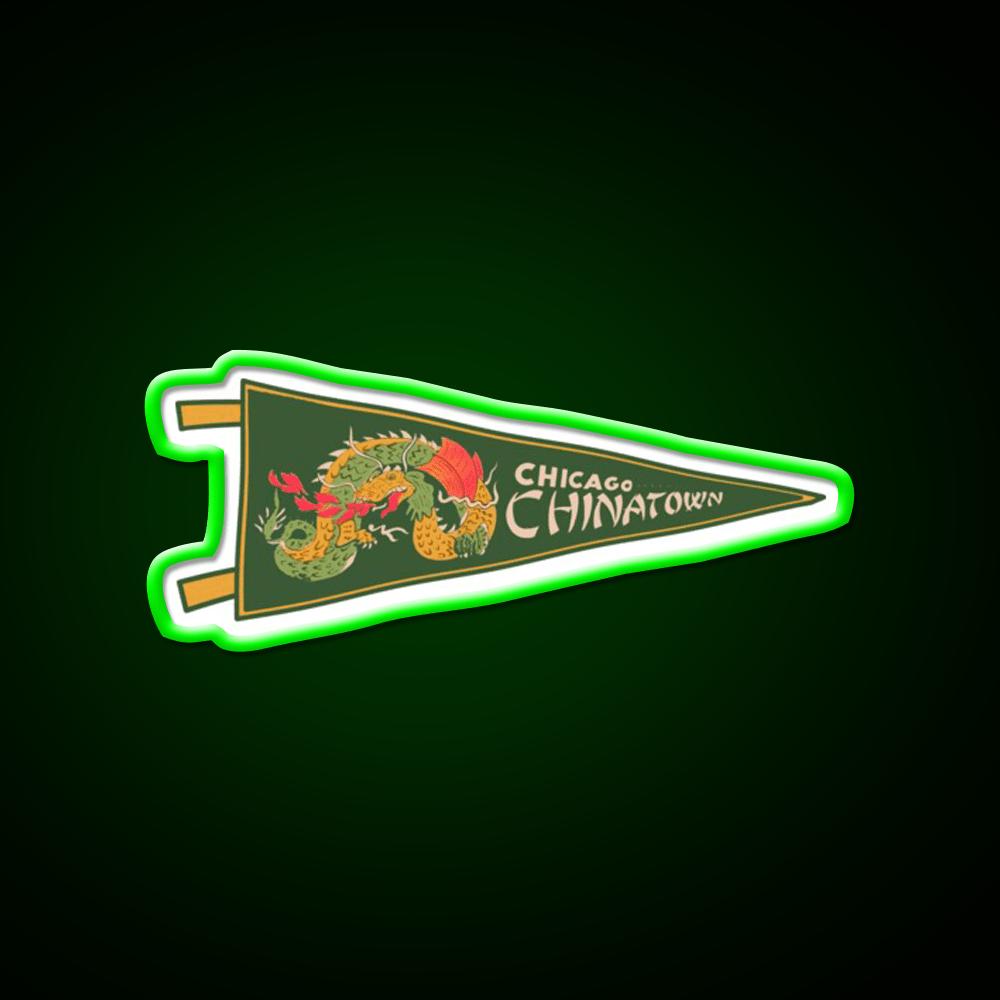 Chicago Chinatown Pennant Asian Cultural Led Neon Sign Rgb Color - Shineneon