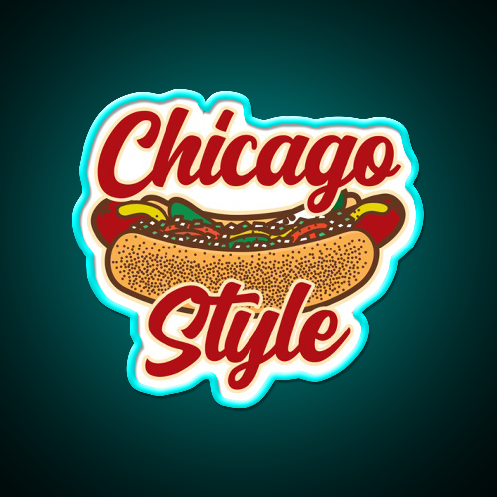 Chicago Style Hot Dog Food Fast Food Led Neon Sign For Burger Place Rgb Color
