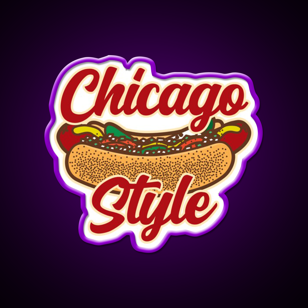 Chicago Style Hot Dog Food Fast Food Led Neon Sign For Burger Place Rgb Color