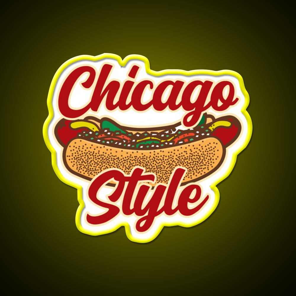 Chicago Style Hot Dog Food Fast Food Led Neon Sign For Burger Place Rgb Color