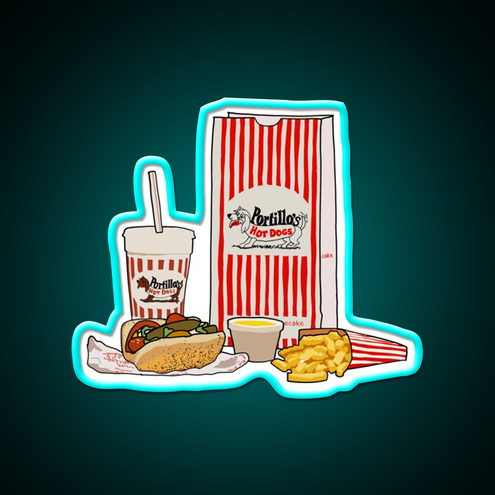 Chicago Style Hotdog Fast Food Led Neon Sign For Burger Place Rgb Color