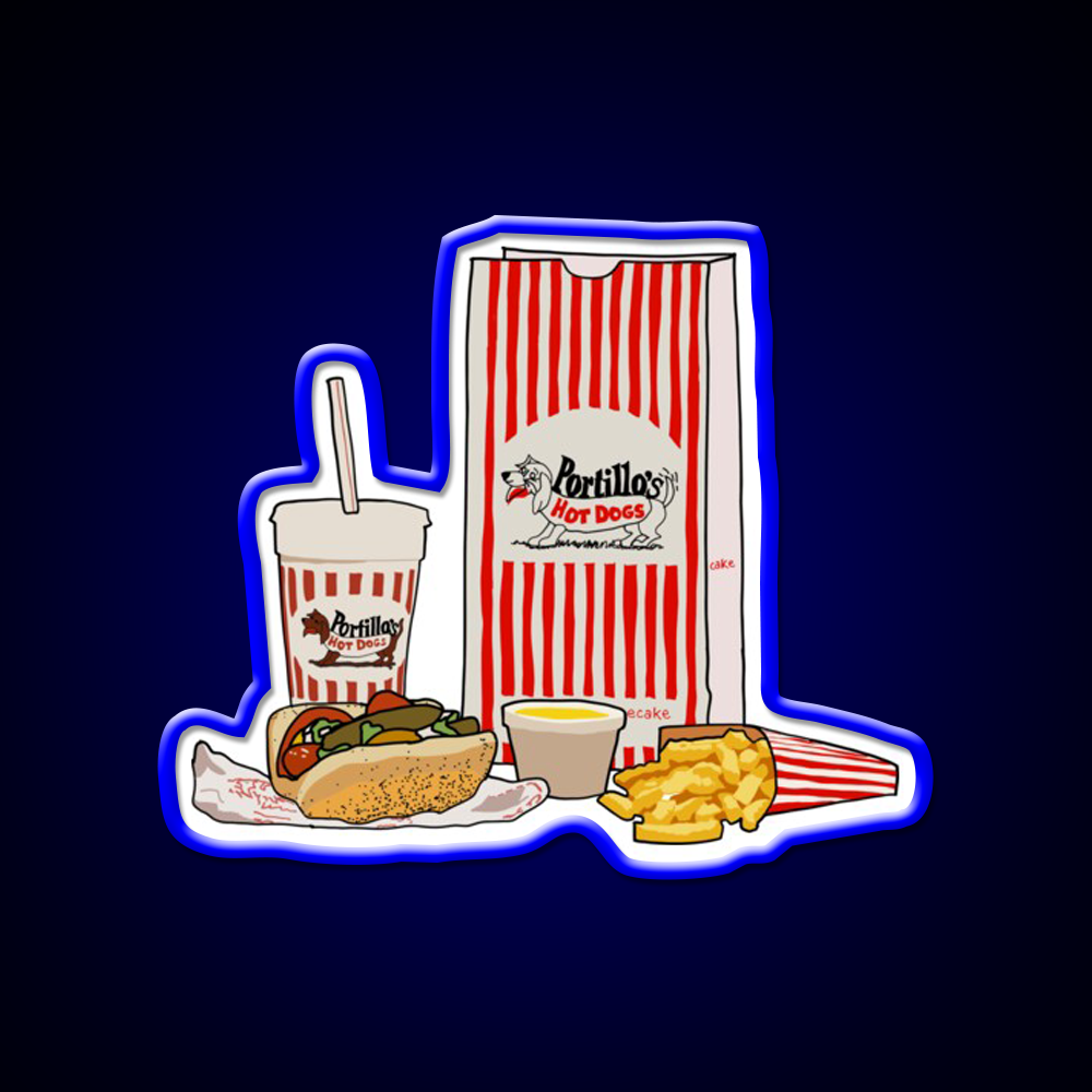 Chicago Style Hotdog Fast Food Led Neon Sign For Burger Place Rgb Color