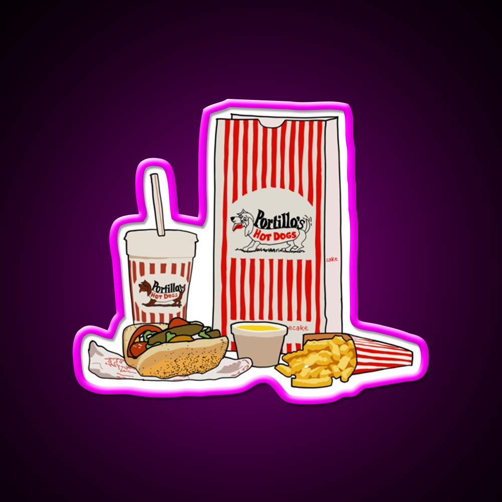 Chicago Style Hotdog Fast Food Led Neon Sign For Burger Place Rgb Color