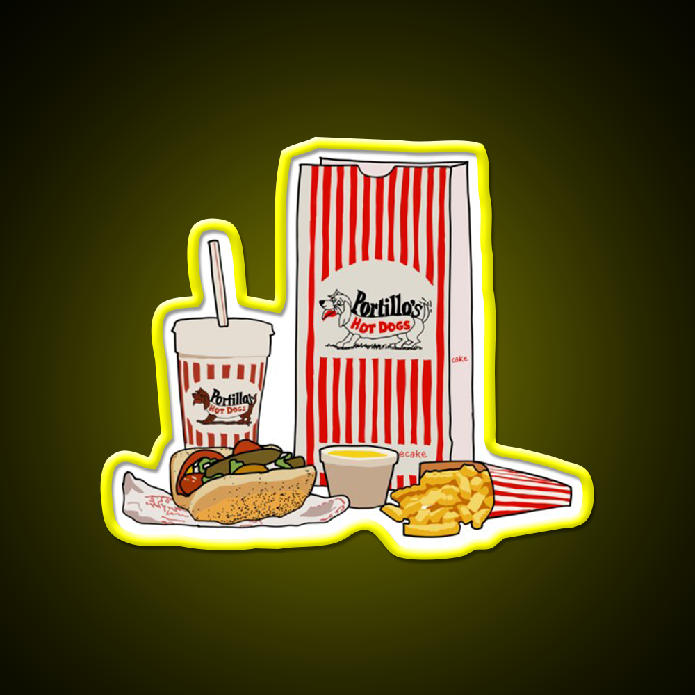 Chicago Style Hotdog Fast Food Led Neon Sign For Burger Place Rgb Color