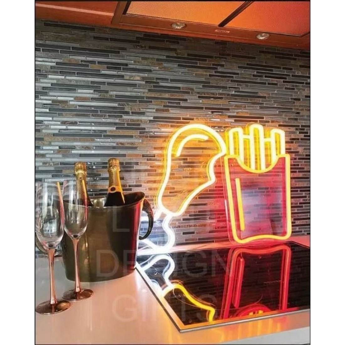 Chicken And Fries Led Sign Business Neon Sign - Shineneon
