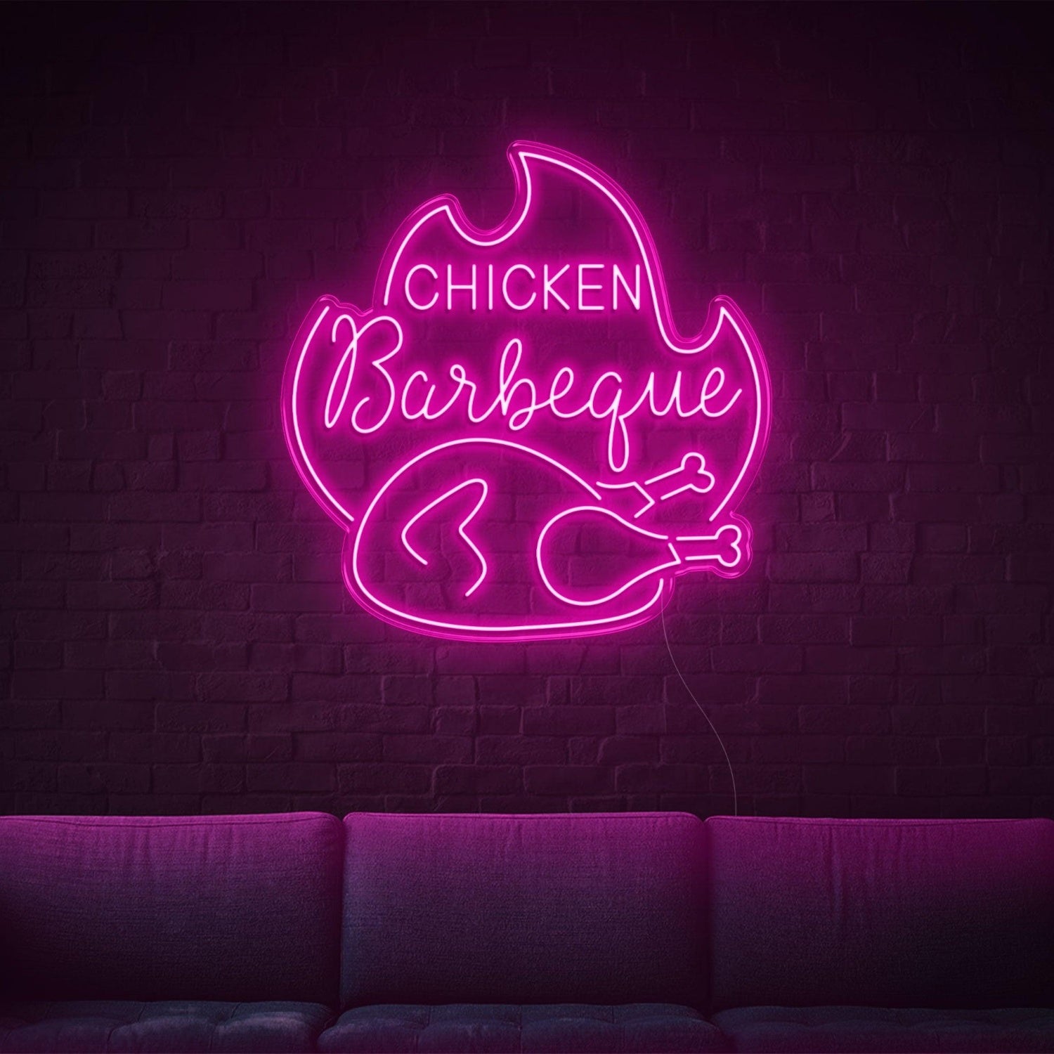 Chicken Bbq Flame Red Led Neon Sign For Restaurant Home Decor | Shineneon