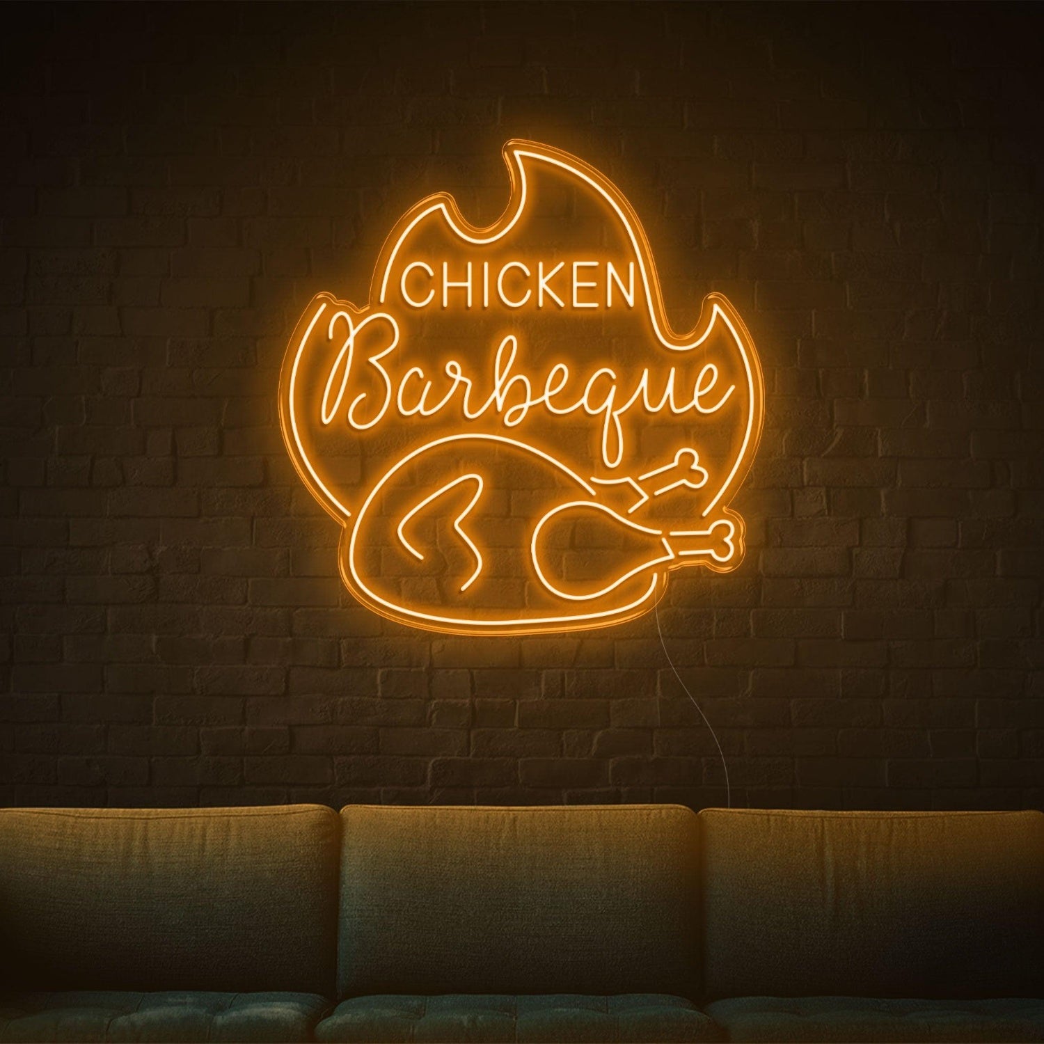 Chicken Bbq Flame Red Led Neon Sign For Restaurant Home Decor | Shineneon