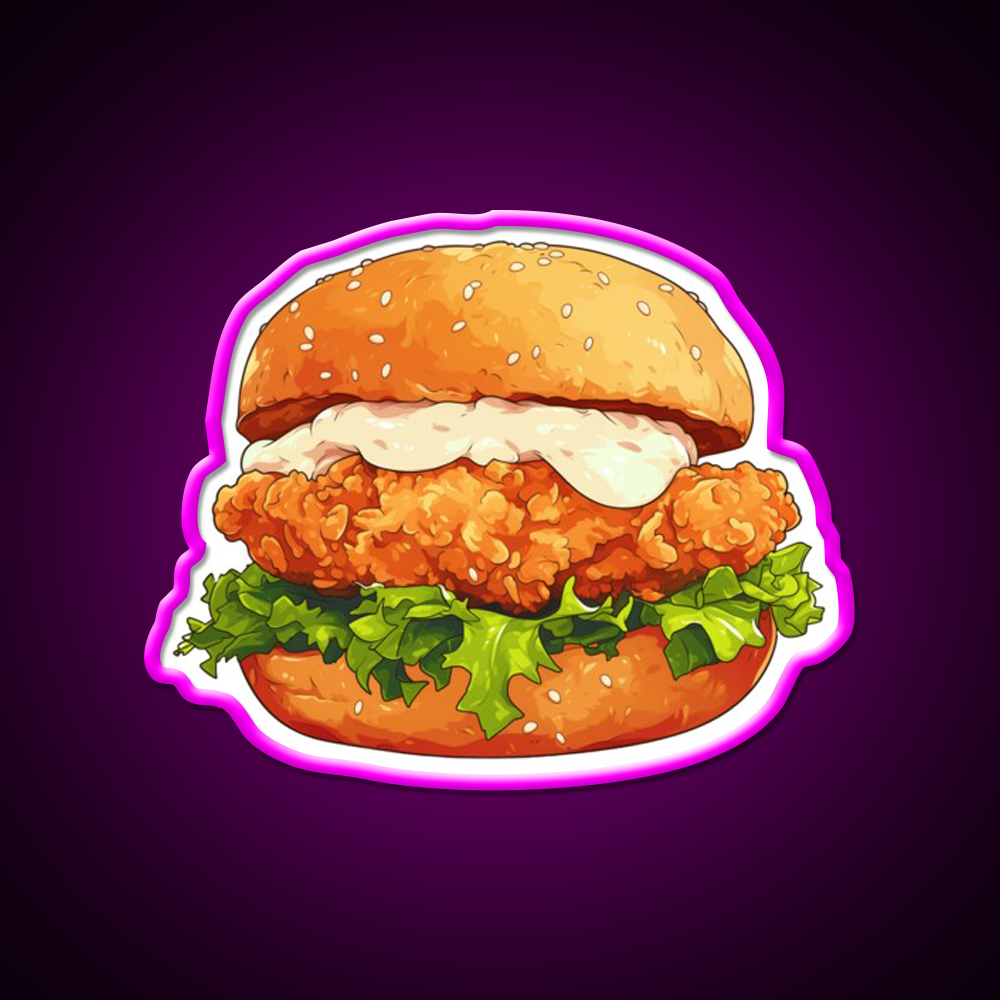 Chicken Burger Fast Food Led Neon Sign For Burger Place Rgb Color