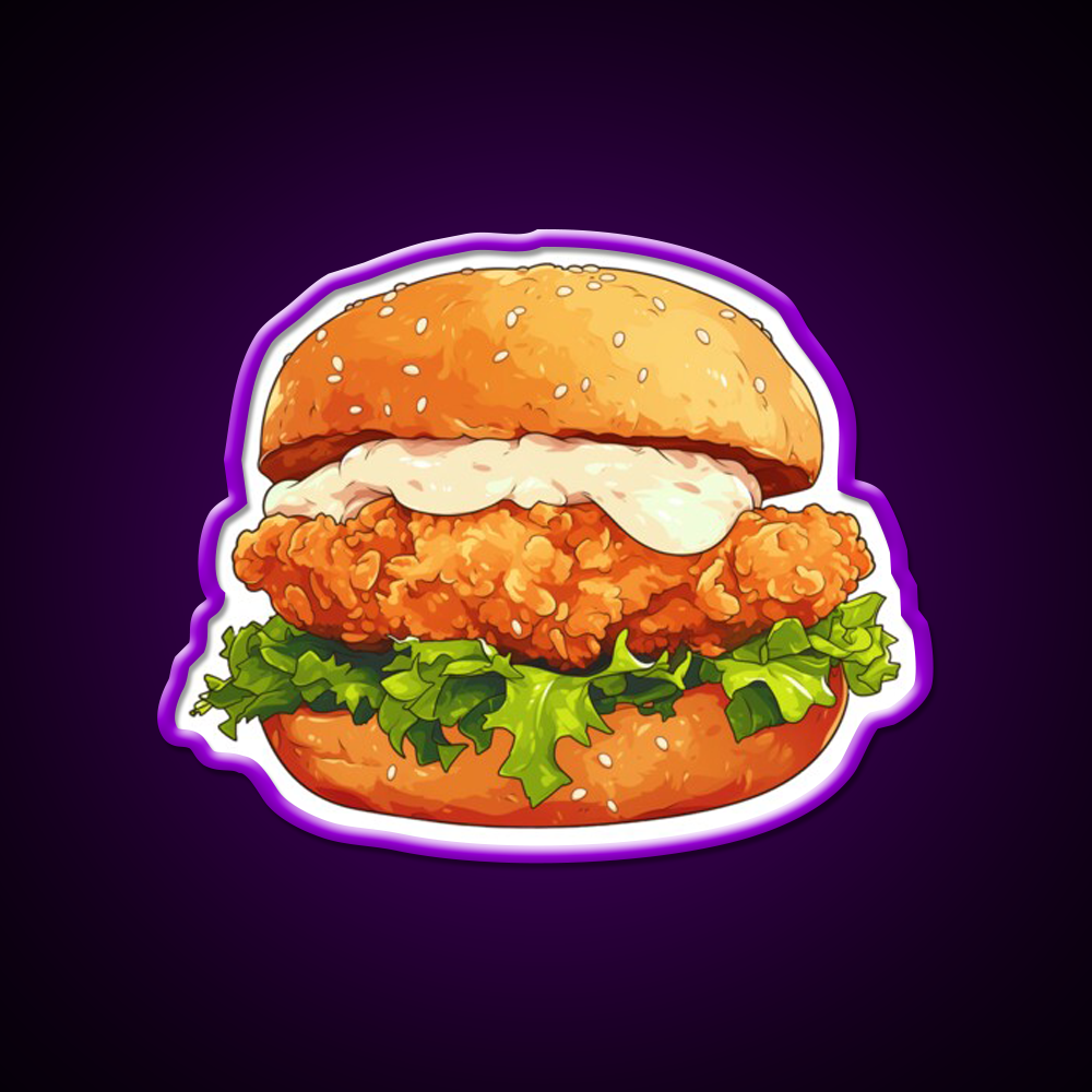 Chicken Burger Fast Food Led Neon Sign For Burger Place Rgb Color