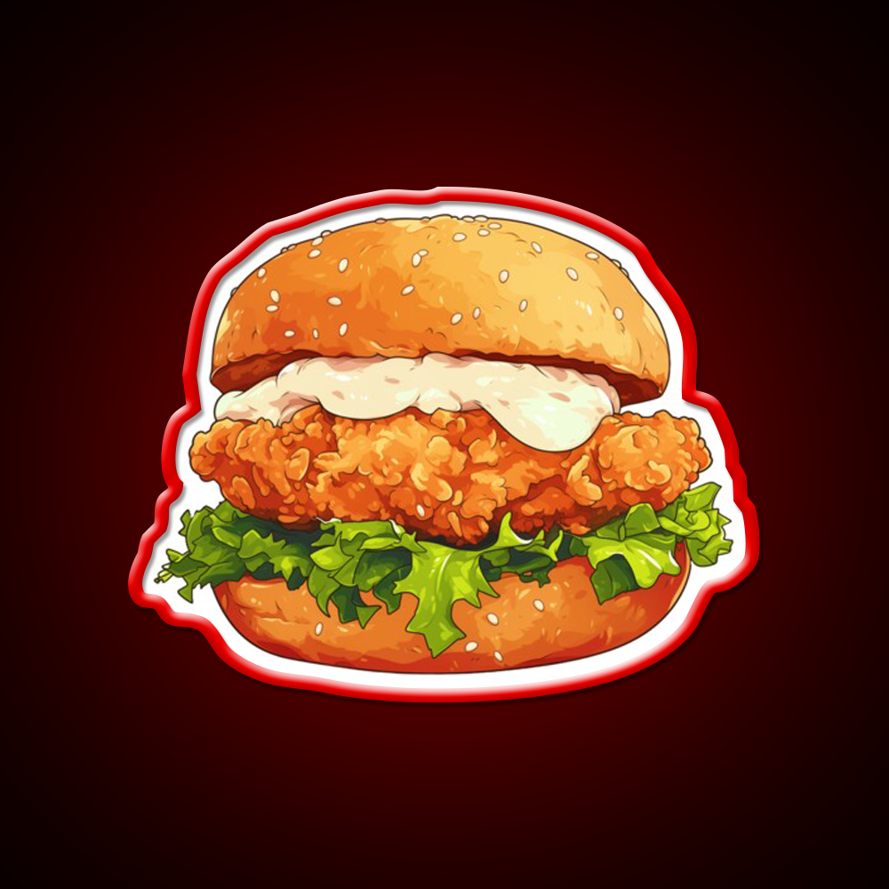 Chicken Burger Fast Food Led Neon Sign For Burger Place Rgb Color