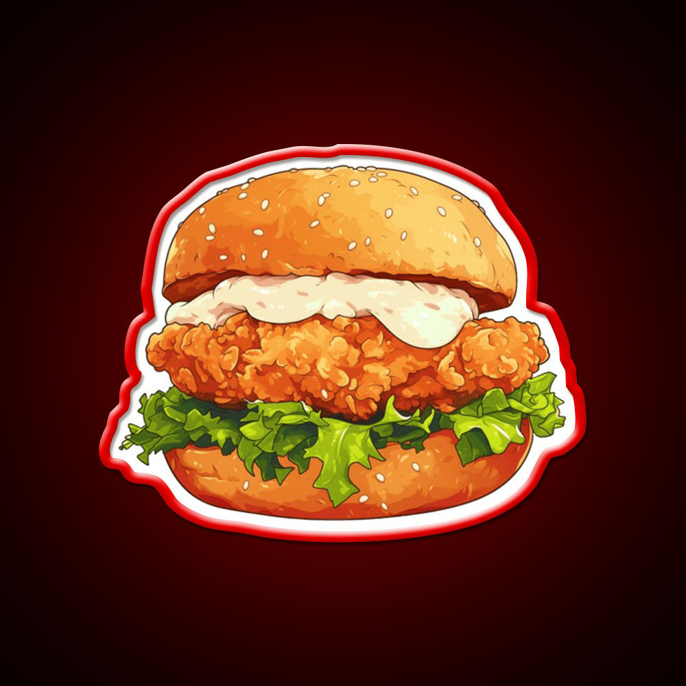Chicken Burger Fast Food Led Neon Sign For Burger Place Rgb Color - Shineneon